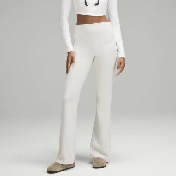 Lululemon Brushed Softstreme Ribbed Zip Flared Pant 32.5" Bone High Rise Size 2 - Picture 1 of 16